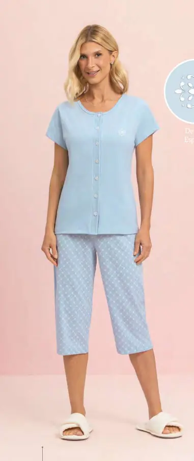 Pescador Manga Curta Aberto — pijama feminino Lua Encantada Verão 2027, ref. 10140121