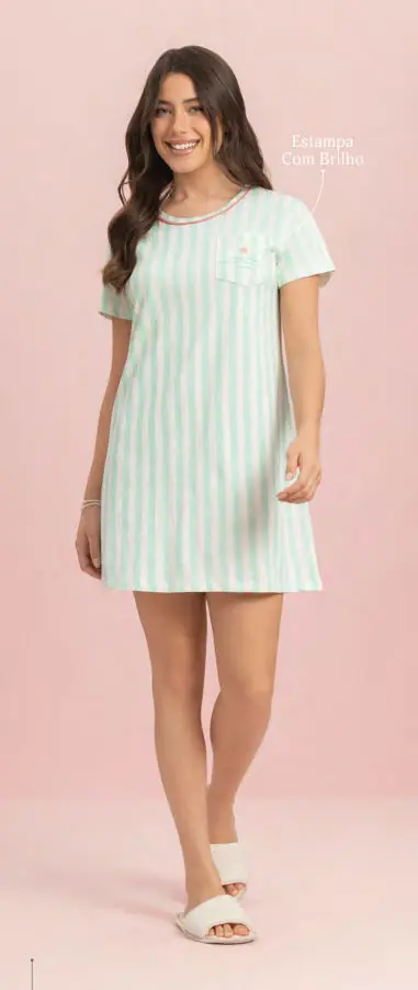 Camisola Manga Curta — pijama feminino Lua Encantada Verão 2027, ref. 10180199