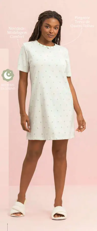 Camisetão coleção Sorte — pijama feminino Lua Encantada Verão 2027, ref. 10180202