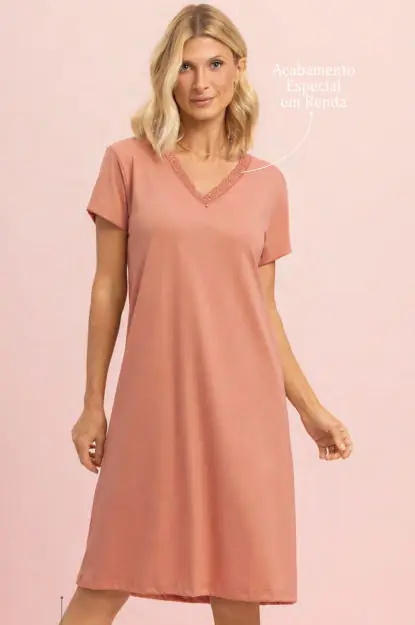 Camisola Manga Curta — pijama feminino Lua Encantada Verão 2027, ref. 10180206
