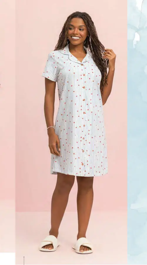 Camisola Manga Curta Aberta — pijama feminino Lua Encantada Verão 2027, ref. 10390079
