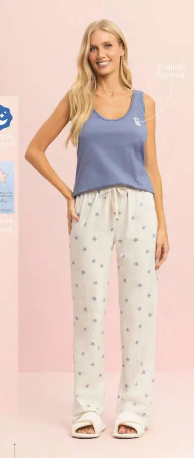Pijama Regata Física Com Calça coleção Iluminada — pijama feminino Lua Encantada Verão 2027, ref. 10400004
