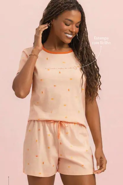 Short Doll Manga Curta — pijama feminino Lua Encantada Verão 2027, ref. 10660339