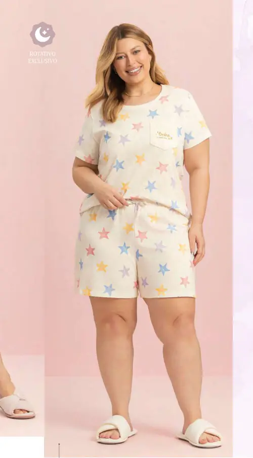 Short Doll Manga Curta — pijama feminino Lua Encantada Verão 2027, ref. 10890063