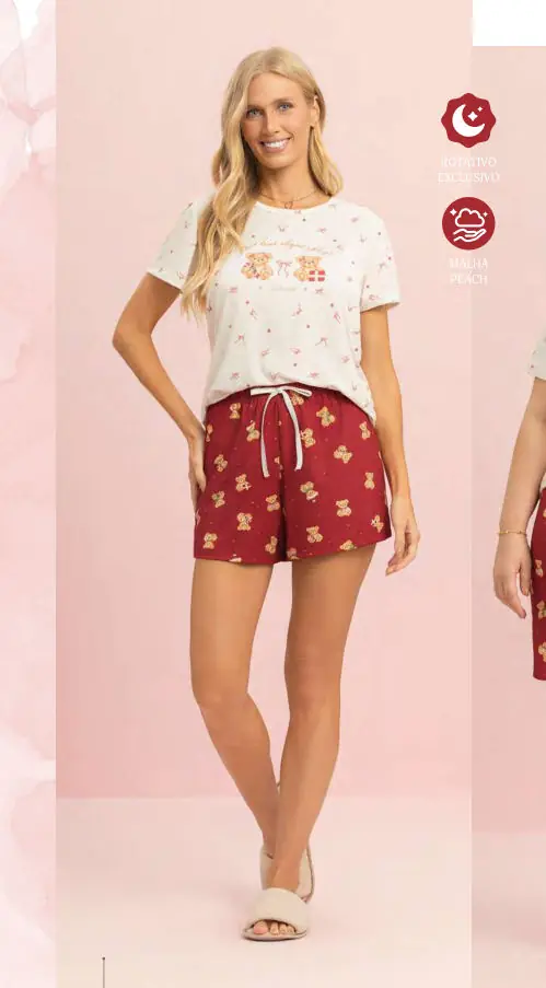 Short Doll Manga Curta coleção Magia do Natal — pijama feminino Lua Encantada Verão 2027, ref. 10890068