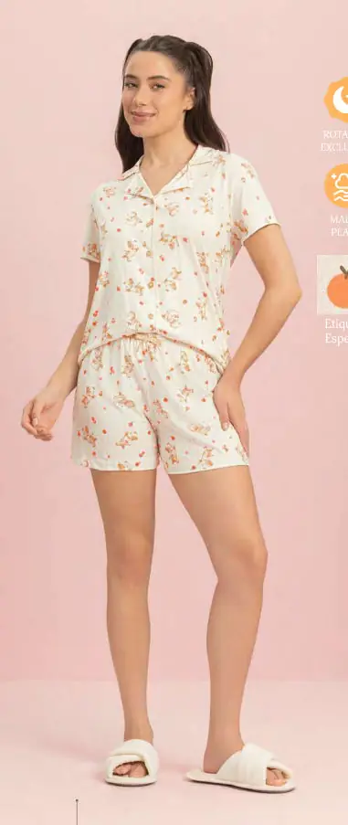 Short Doll Manga Curta Aberto — pijama feminino Lua Encantada Verão 2027, ref. 11280103