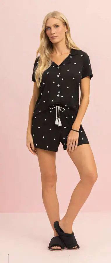 Short Doll Manga Curta Aberto coleção Pontos de Luz — pijama feminino Lua Encantada Verão 2027, ref. 11280106