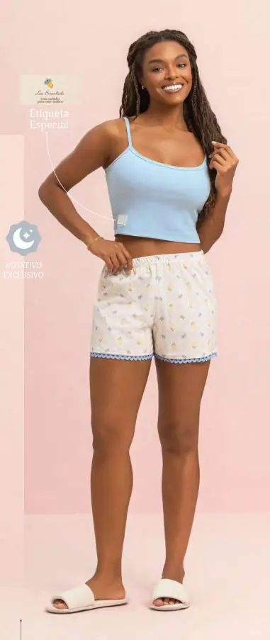 Short Doll Cropped Alça — pijama feminino Lua Encantada Verão 2027, ref. 18290223
