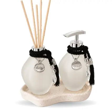 Kit conjunto de frascos Transparente Fosco 300ml + bandeja cerâmica — Êvie D’Parfum
